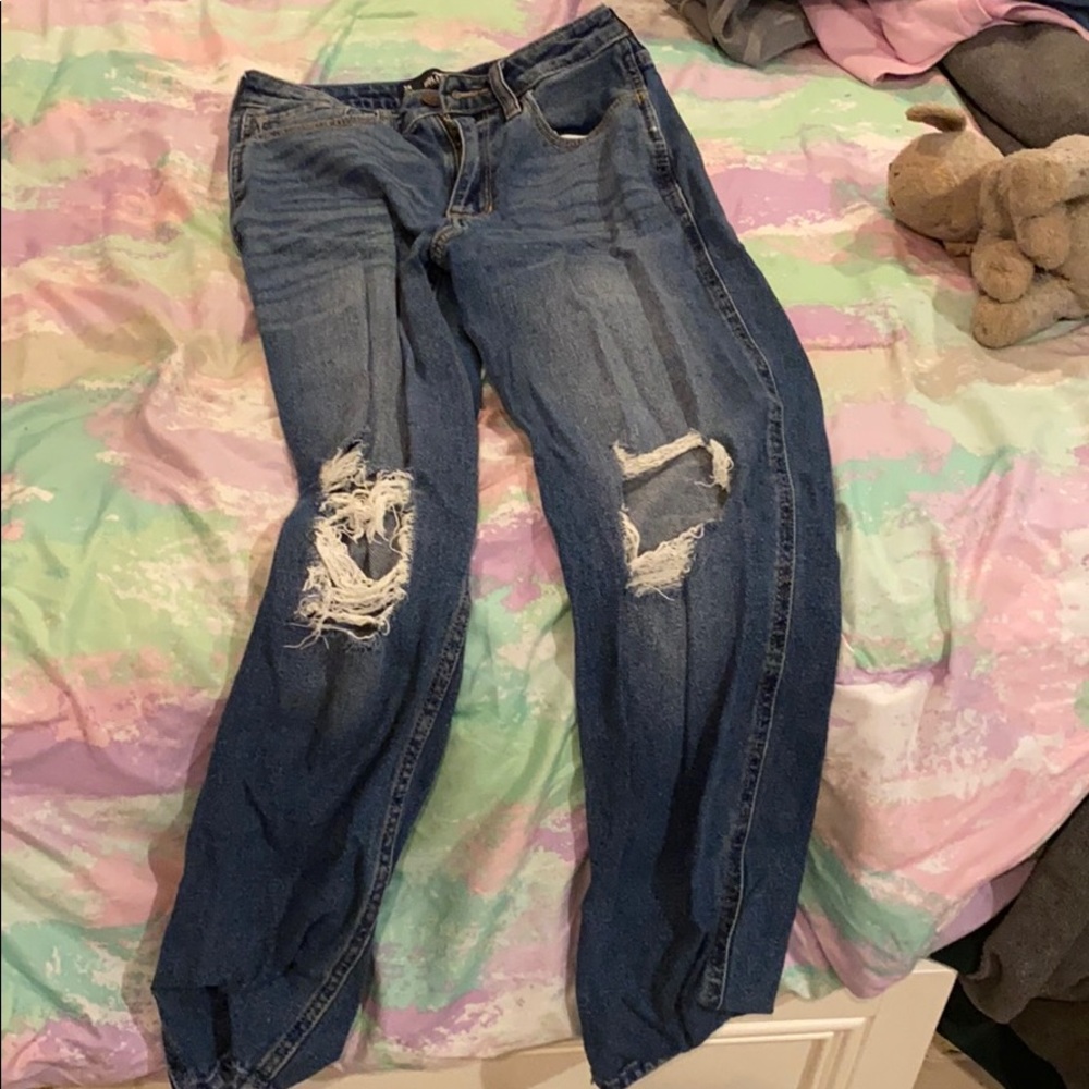 Hollister ripped high rise mom jeans